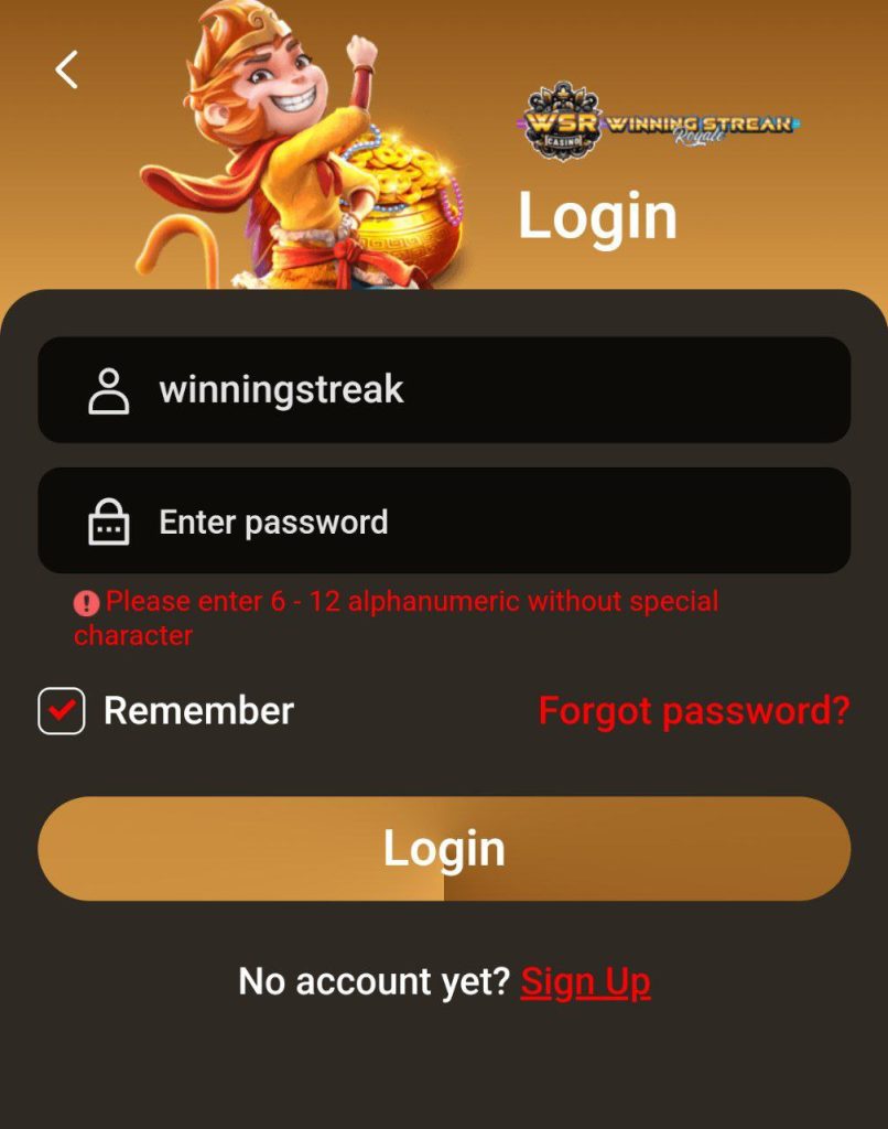 WSR Casino Login